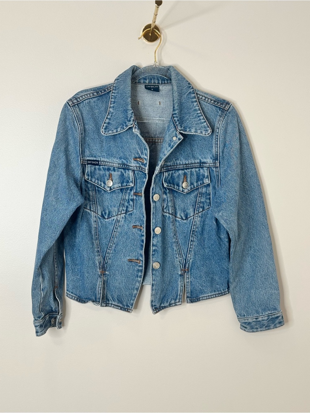 Off Shore Denim Jacket Size S Light Wash Cropped Jean Jacket
